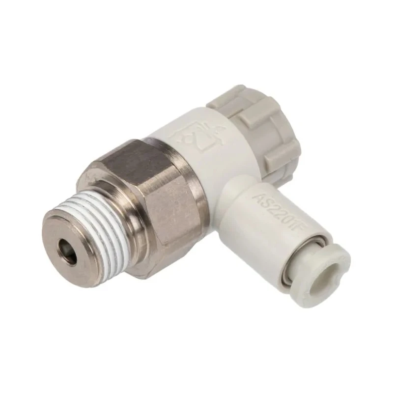 SMC AS Series Speed Controller Stainless Steel Pneumatic Flow Regulator 1/8 in Inlet, 4 mm Outlet AS2201F-01-04SA