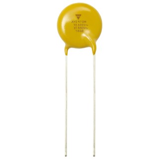 Vishay Single Layer Ceramic Capacitor 680 pF 440V AC ±20% Y5U Dielectric AY2 Series Through Hole Radial AY2681M29Y5US63L7