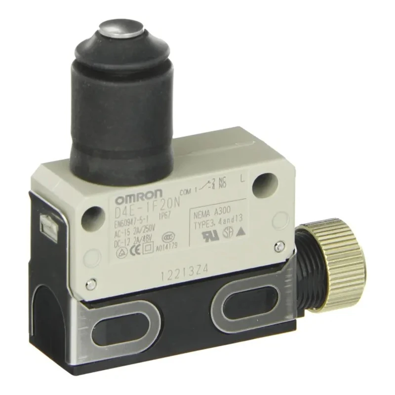 Omron D4E-N Series Plunger Limit Switch, SPDT Contact, IP67 Die Cast Zinc Housing, 250V AC, 5A 