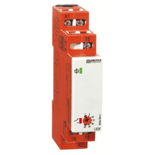 Broyce Control LEDF Series DIN Rail Timer Relay, 1-Contact, 24 V dc 110 V ac, 24 V ac, 2 to LEDF 24VAC/DC/110VAC. 2-60 Sec