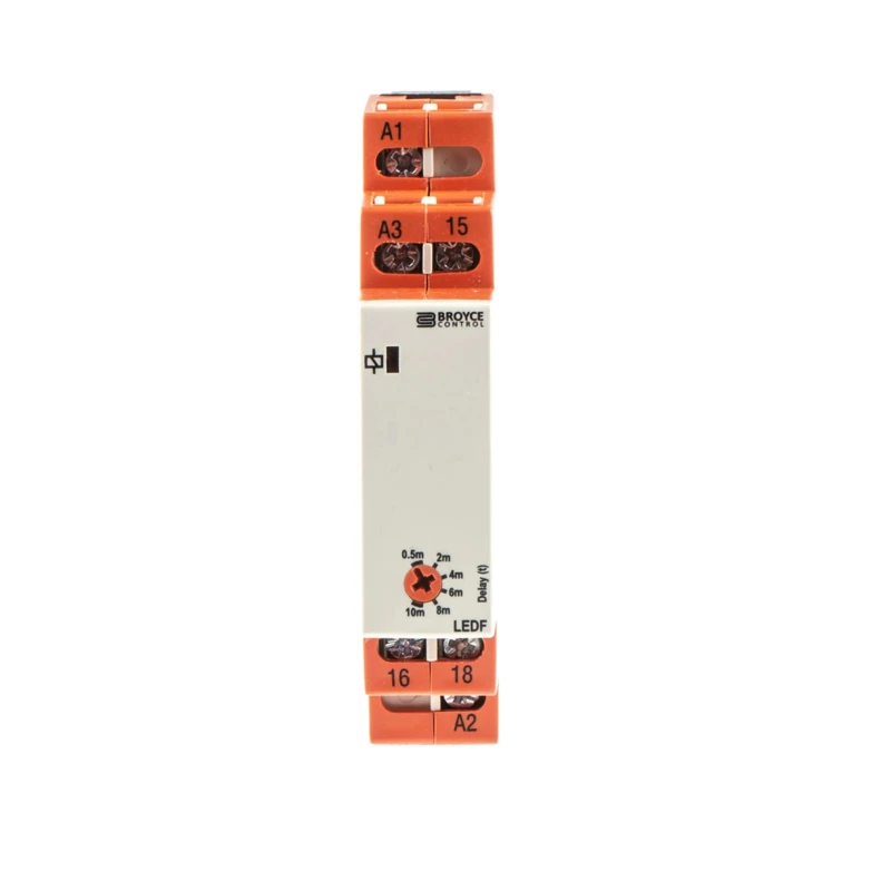 Broyce Control LEDF Series DIN Rail Timer Relay 1-Contact 24 V dc 230 V ac 24 V ac 0.5 to LEDF 24VAC/DC/230VAC. 0.5-10 Mins