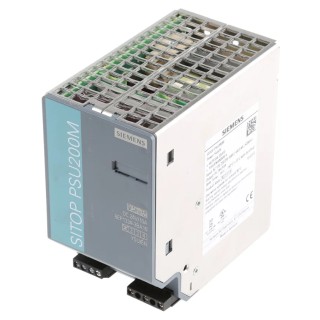 Siemens SITOP PSU200M Switched Mode DIN Rail Power Supply 264V AC Input 24V DC, 10A Output, 240W PSU200M