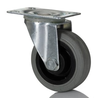 RS PRO Light Duty Swivel Castor 70 kg Capacity 75 mm Wheel Diameter Rubber Tyres Pressed Steel Frame 828-6296