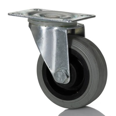 RS PRO Light Duty Swivel Castor 70 kg Capacity 75 mm Wheel Diameter Rubber Tyres Pressed Steel Frame 828-6296
