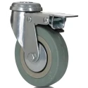 RS PRO Braked Swivel Castor 80 kg Capacity 100 mm Wheel Diameter Rubber Tyre Nylon Hub 828-6353