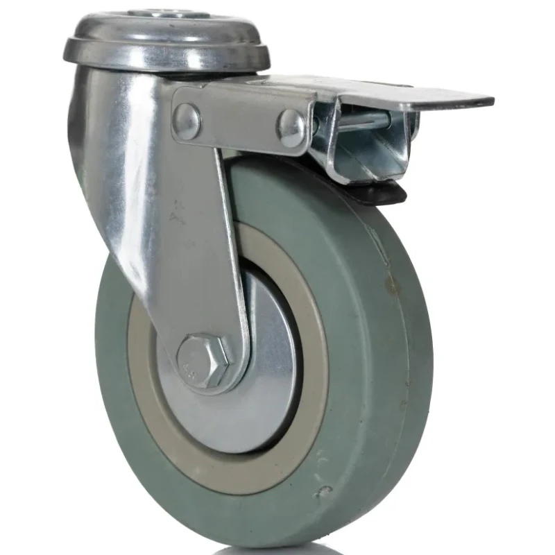 RS PRO Braked Swivel Castor 80 kg Capacity 100 mm Wheel Diameter Rubber Tyre Nylon Hub 828-6353