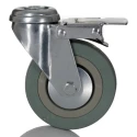 RS PRO Braked Swivel Castor 80 kg Capacity 100 mm Wheel Diameter Rubber Tyre Nylon Hub 828-6353