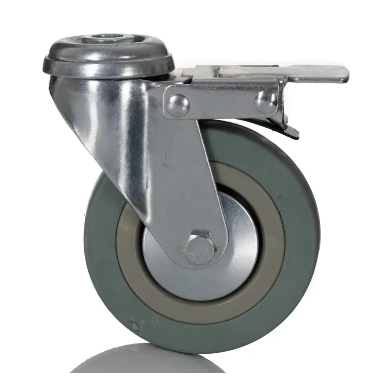 RS PRO Braked Swivel Castor 80 kg Capacity 100 mm Wheel Diameter Rubber Tyre Nylon Hub 828-6353