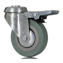 RS PRO Braked Swivel Castor 70 kg Load Capacity 75 mm Rubber Wheel 100 mm Height 828-6344