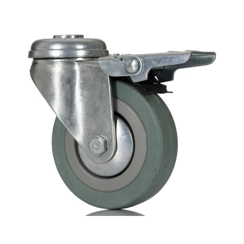 RS PRO Braked Swivel Castor 70 kg Load Capacity 75 mm Rubber Wheel 100 mm Height 828-6344