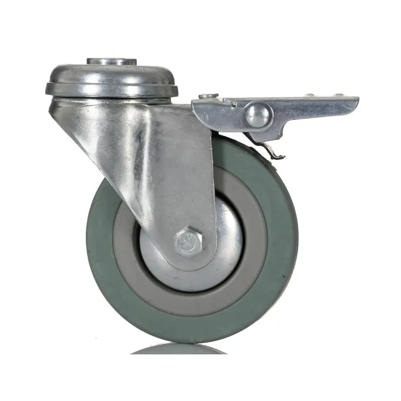 RS PRO Braked Swivel Castor 70 kg Load Capacity 75 mm Rubber Wheel 100 mm Height 828-6344