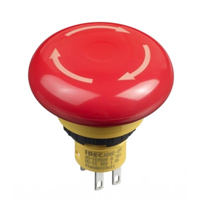 Idec X6 Series Twist Release Emergency Stop Push Button, Panel Mount, 16 mm Cutout, 2 NC, IP65 AB6E-4BV02PTRM