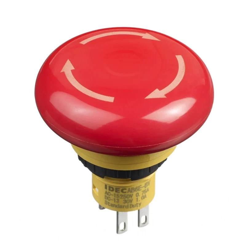 Idec X6 Series Twist Release Emergency Stop Push Button, Panel Mount, 16 mm Cutout, 2 NC, IP65 AB6E-4BV02PTRM