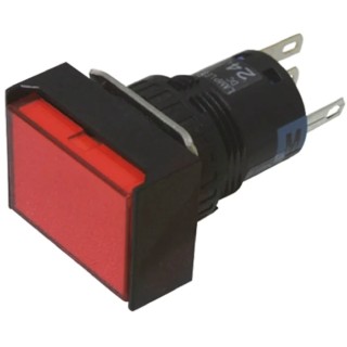 Idec AL Series Illuminated Momentary Push Button Switch, Panel Mount, 16 mm Cutout, DPDT, Red LED, IP65, 250 V AC AL6H-M24P-R
