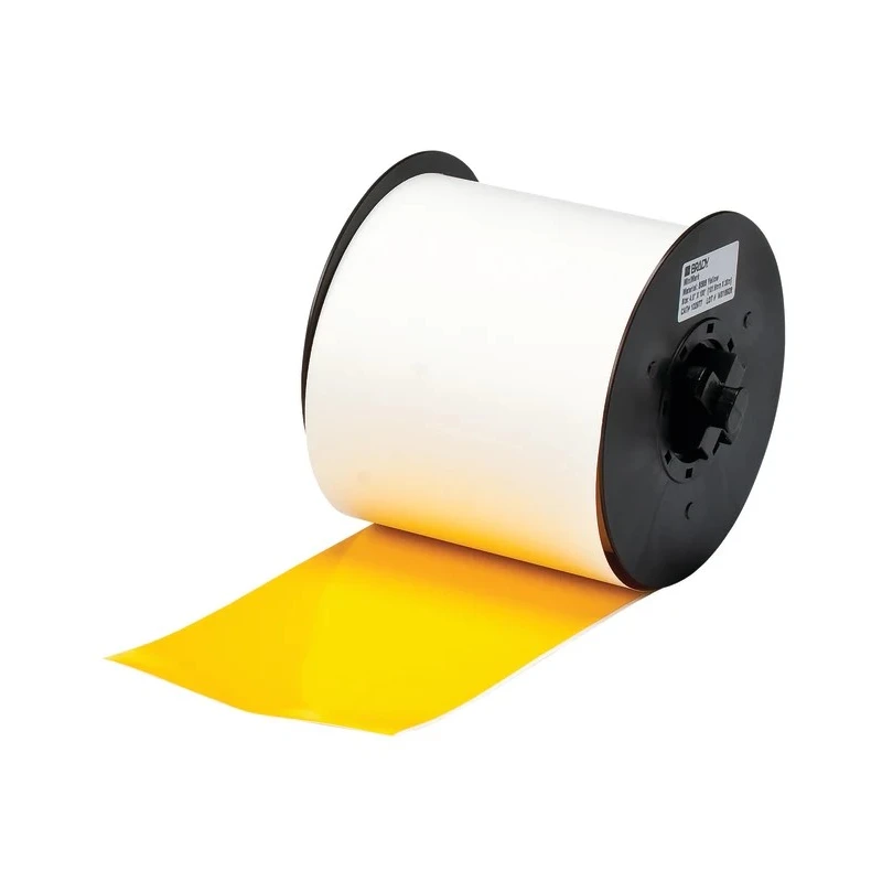 Brady Vinyl Label Roll, Yellow Background with White Print, 101.6 mm Width, Laminated TAPE CART MMK 100 MM YELLOW B7569 35M