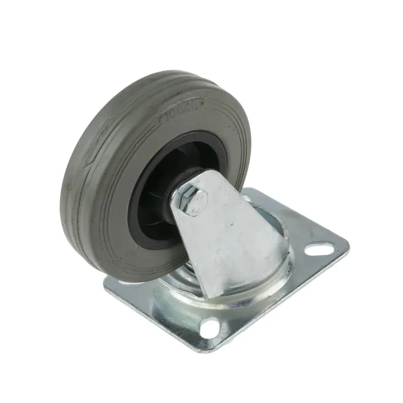RS PRO Swivel Castor with 70 kg Load Capacity, 100 mm Rubber Wheel, Roller Bearing Hub, Overall Height 128 mm 828-6299