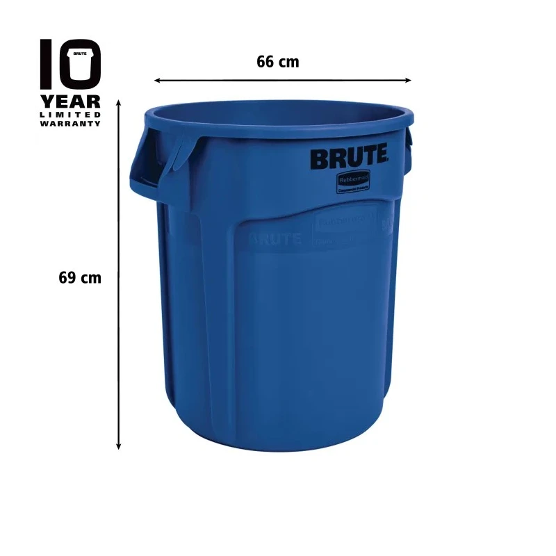 Rubbermaid Commercial Products BRUTE 121L Blue Snap-On Polyethylene Waste Bin FG263200BLUE