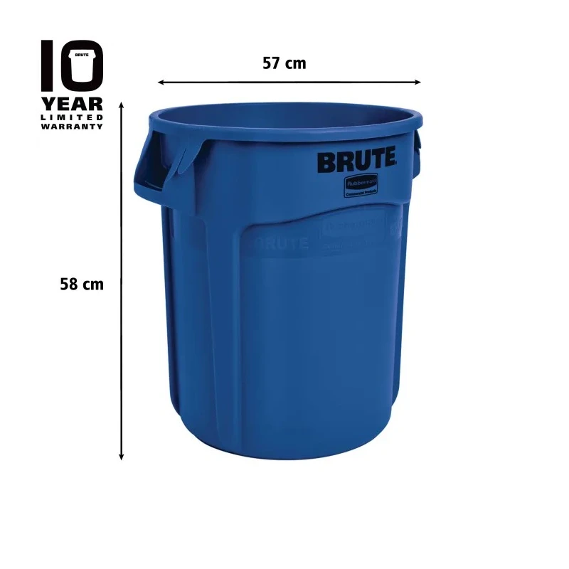 Rubbermaid Commercial Products BRUTE 75L Blue Polyethylene Wheeled Waste Bin FG262073BLUE