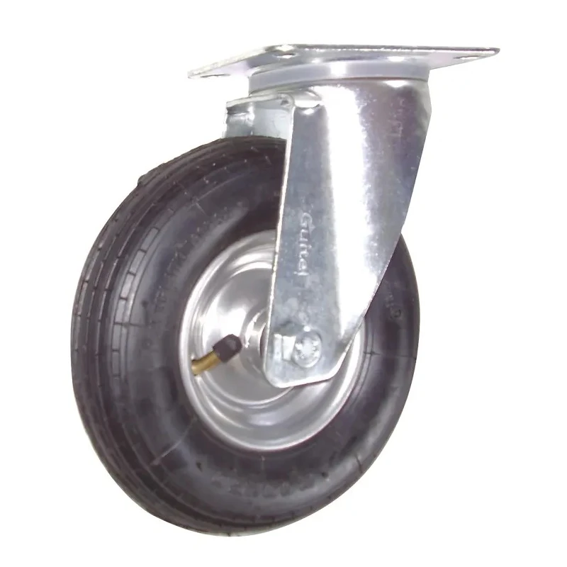 Guitel Hervieu Swivel Castor with 75 kg Load Capacity, 200 mm Wheel Diameter, Pressed Steel Frame, Bright Zinc Plated 687072