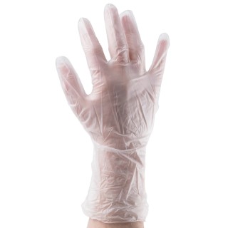 RS PRO Clear Vinyl Disposable Gloves Size 9 (L) 300mm Length Powder-Free Anti-Static Ambidextrous Pack of 100 829-5161