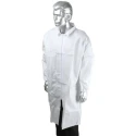 RS PRO White Unisex Disposable Visitor Lab Coat Cleanroom Polypropylene Zipper Closure L 829-5231