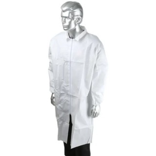RS PRO White Unisex Disposable Visitor Lab Coat Cleanroom Polypropylene Zipper Closure L 829-5231
