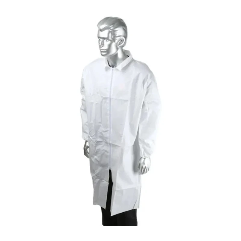 RS PRO White Unisex Disposable Visitor Lab Coat Cleanroom Polypropylene Zipper Closure L 829-5231