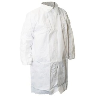 RS PRO White Unisex Visitor Coat XL Cleanroom Polyethylene Zipper Closure 829-5240