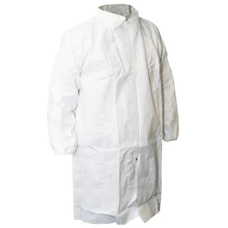 RS PRO White Unisex Visitor Coat XL Cleanroom Polyethylene Zipper Closure 829-5240