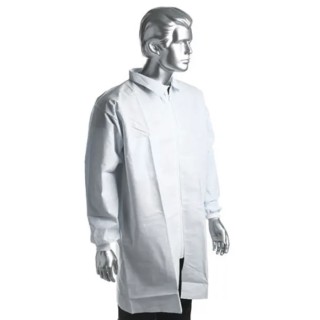 RS PRO White Unisex Visitor Coat, Polypropylene Cleanroom Material, Zipper Closure, Size M 829-5237