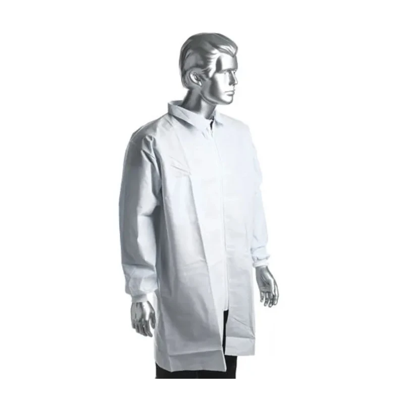 RS PRO White Unisex Visitor Coat, Polypropylene Cleanroom Material, Zipper Closure, Size M 829-5237