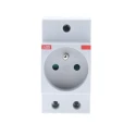 ABB 16A Grey 1 Gang Plug Socket M1174 Indoor Type E French 250V DIN Rail Mount 2CSM110000R0711