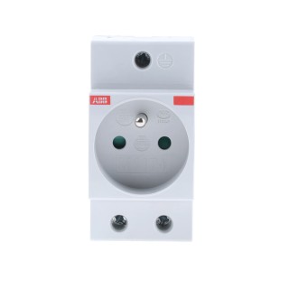ABB 16A Grey 1 Gang Plug Socket M1174 Indoor Type E French 250V DIN Rail Mount 2CSM110000R0711