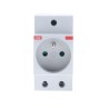 ABB 16A Grey 1 Gang Plug Socket M1174 Indoor Type E French 250V DIN Rail Mount 2CSM110000R0711