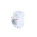 ABB 16A Grey 1 Gang Plug Socket M1174 Indoor Type E French 250V DIN Rail Mount 2CSM110000R0711