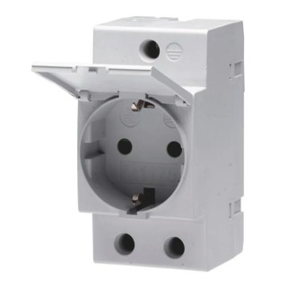 ABB 16A Grey 1 Gang Plug Socket Indoor Type F DIN Rail Mount 250V 2CSM211000R0721 M1175-C