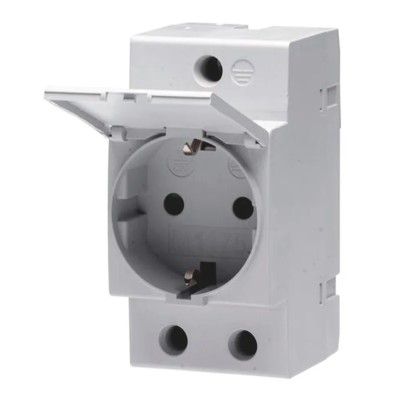 ABB 16A Grey 1 Gang Plug Socket Indoor Type F DIN Rail Mount 250V 2CSM211000R0721 M1175-C