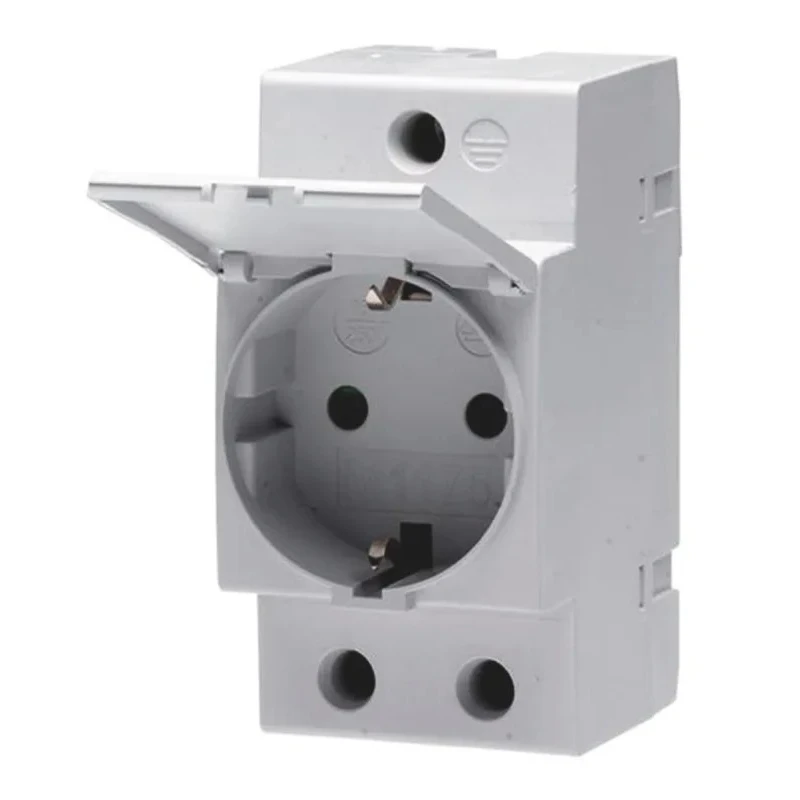 ABB 16A Grey 1 Gang Plug Socket Indoor Type F DIN Rail Mount 250V 2CSM211000R0721 M1175-C