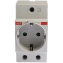 ABB 16A Grey 1 Gang DIN Rail Mounted Plug Socket Type F Indoor 250V M1175 2CSM210000R0721 M1175