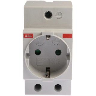 ABB 16A Grey 1 Gang DIN Rail Mounted Plug Socket Type F Indoor 250V M1175 2CSM210000R0721 M1175