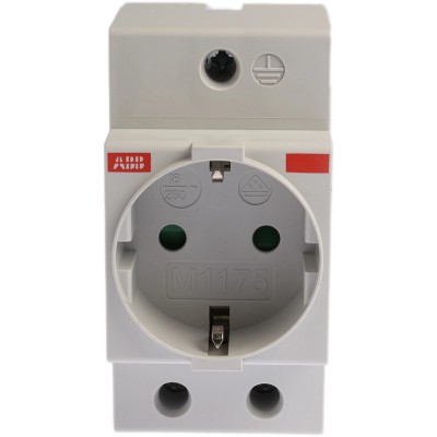 ABB 16A Grey 1 Gang DIN Rail Mounted Plug Socket Type F Indoor 250V M1175 2CSM210000R0721 M1175