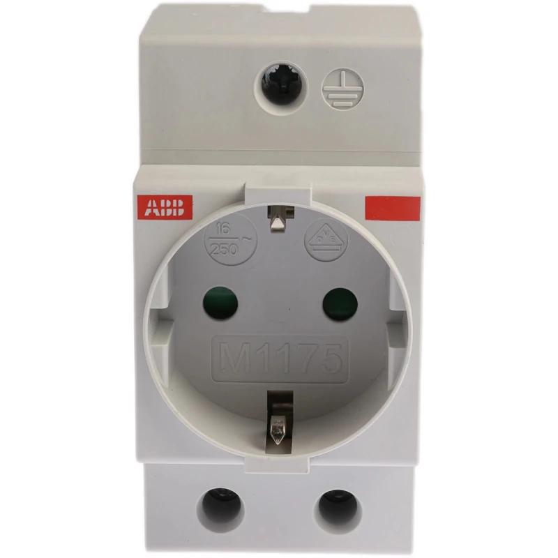 ABB 16A Grey 1 Gang DIN Rail Mounted Plug Socket Type F Indoor 250V M1175 2CSM210000R0721 M1175