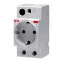 ABB 16A Grey 1 Gang DIN Rail Mounted Plug Socket Type F Indoor 250V M1175 2CSM210000R0721 M1175