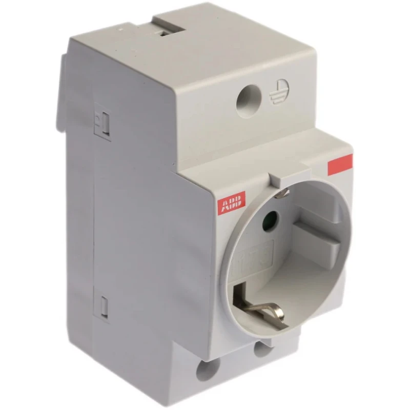 ABB 16A Grey 1 Gang DIN Rail Mounted Plug Socket Type F Indoor 250V M1175 2CSM210000R0721 M1175