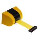 RS PRO Black Yellow Retractable Safety Barrier Tape 48 mm Width, Polyester, 4.6 m Length 829-9075