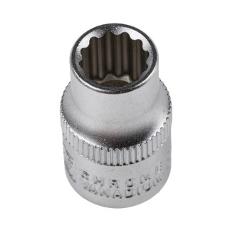 RS PRO 3/8 in Drive 9 mm 12 Point Square Socket Chrome Vanadium Steel Sand Blasted Finish 830-4038