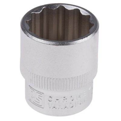 RS PRO 3/8 in Drive 19 mm 12 Point Square Chrome Vanadium Steel Socket 830-4060