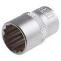 RS PRO 1/2 in Drive 19 mm 12 Point Square Drive Chrome Vanadium Steel Socket 830-4123