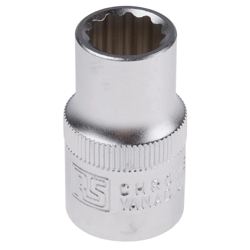 RS PRO 1/2 in Drive 12 mm 12 Point Square Chrome Vanadium Steel Socket 830-4108