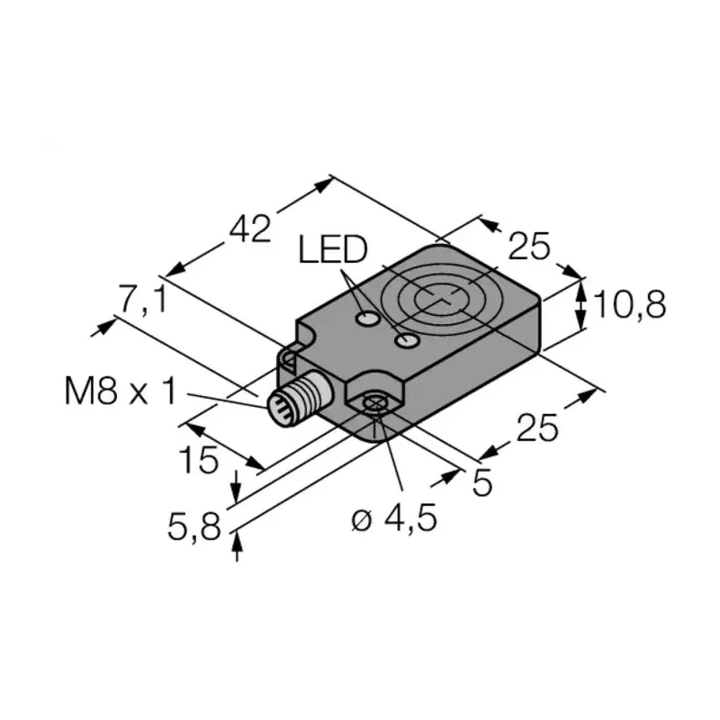 Turck Block Inductive Proximity Sensor M8 x 1 Thread PNP Output 30 V DC 200mA 8 mm Detection Bi8U-Q10-AP6X2-V1131